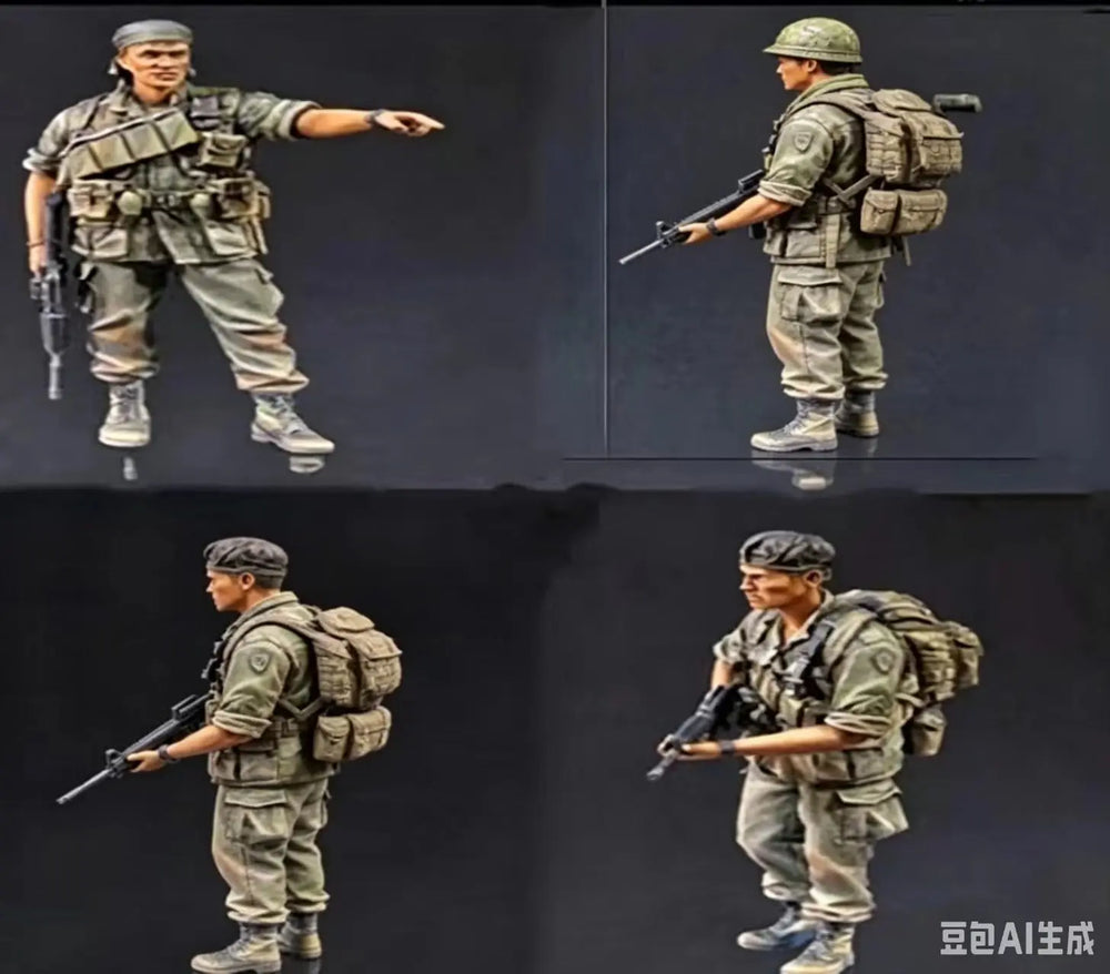 1/35 Modern Infantry Squad with Commander, 4 Figures, Resin Model Figure Kit, Unassembled and Unpainted