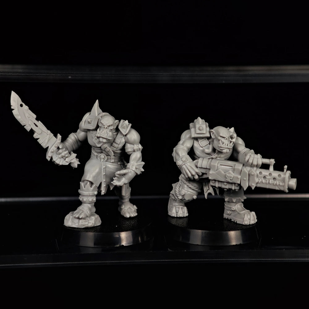 32mm Grimdark Ork Warriors Squad, 16 Figures, Resin Model Figure Kit, Sci-Fi Theme, Unassembled and Unpainted