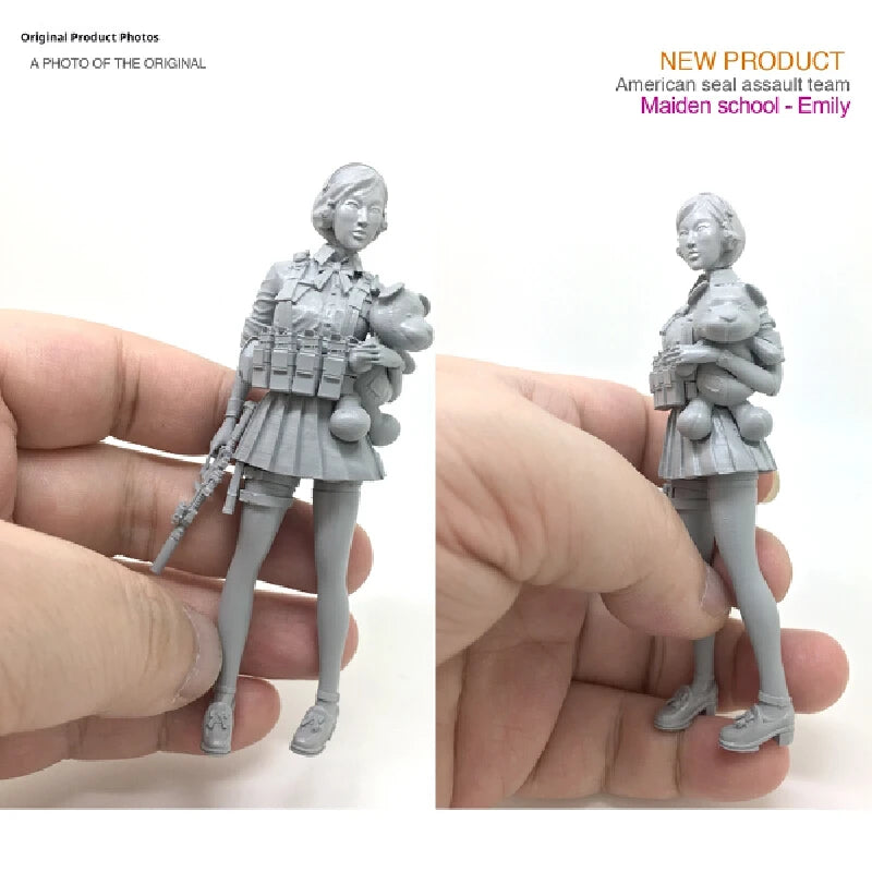 1/18 Modern School Uniform Girl, Resin Model Figure Kit, Unassembled and Unpainted