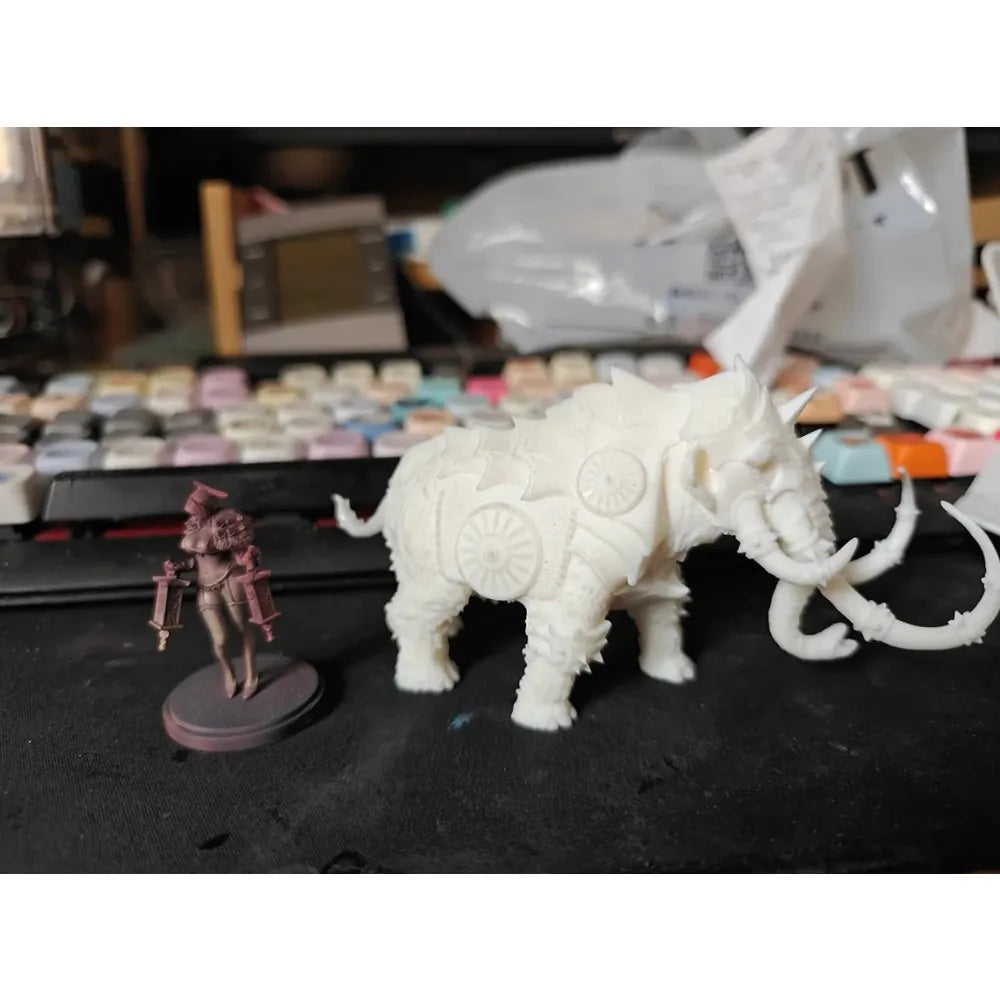 100mm Mammoth, 2 Figures, Resin Model Creature Kit, Wildlife Theme, Unassembled and Unpainted
