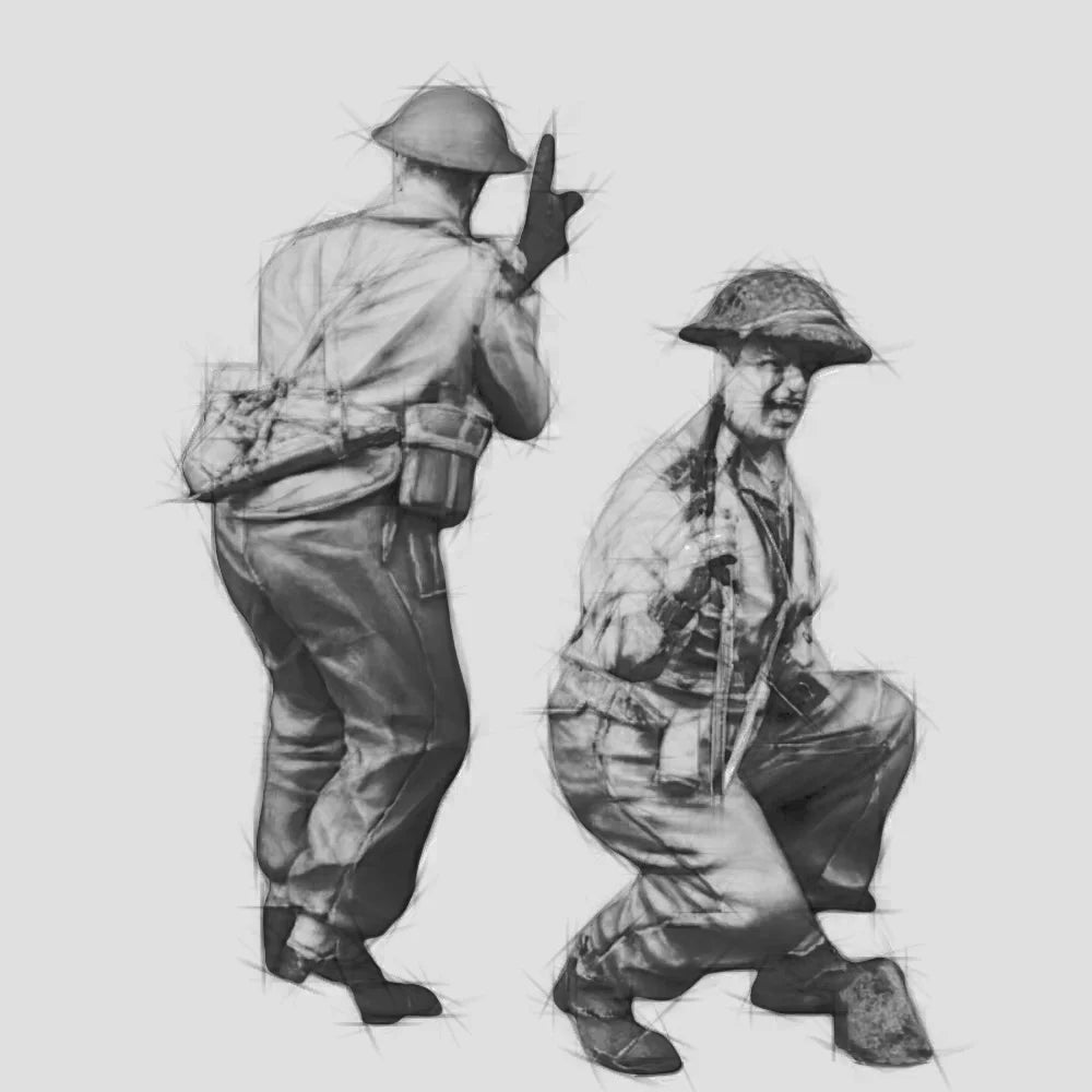 1/35 WWII German MG42 Gun Crew, 2 Figures, Resin Model Figure Kit, Unassembled and Unpainted