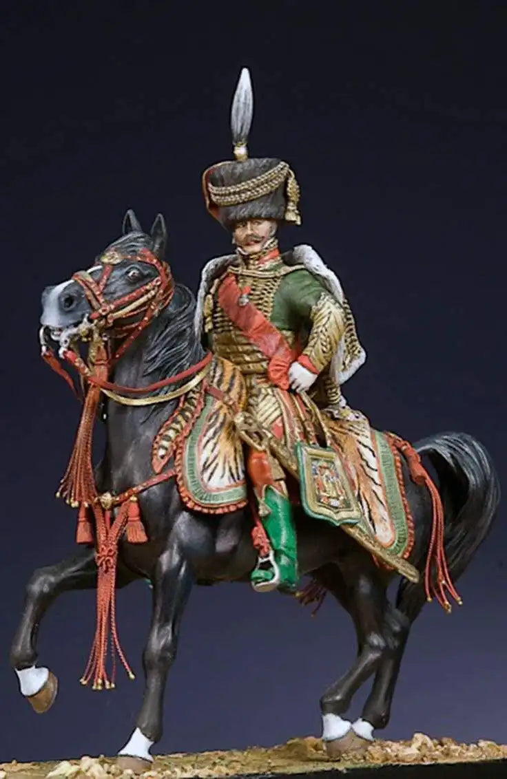 75mm Napoleonic French Hussar Guard, Resin Model Figure Kit, Unassembled and Unpainted