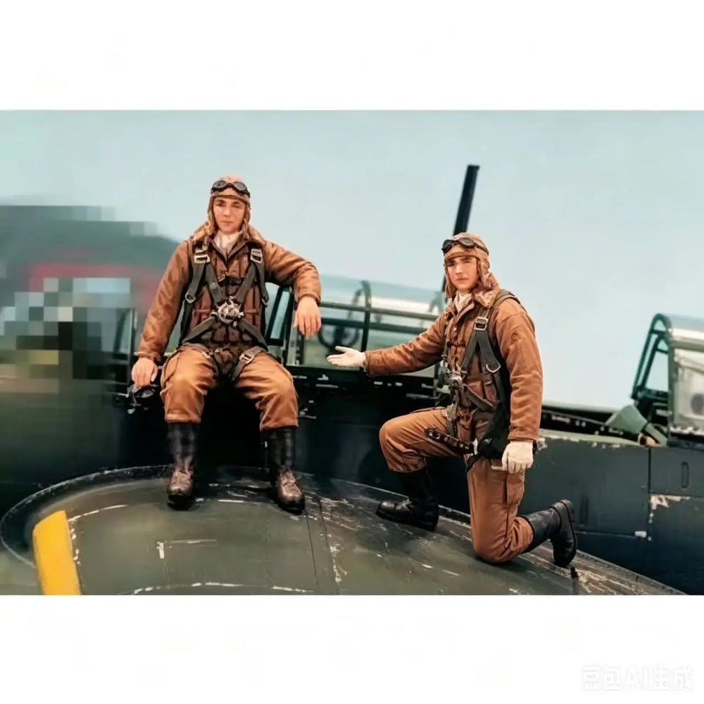 1/48 WWII Aircraft Crew Pilots, 3 Figures, Resin Model Figure Kit, Unassembled and Unpainted