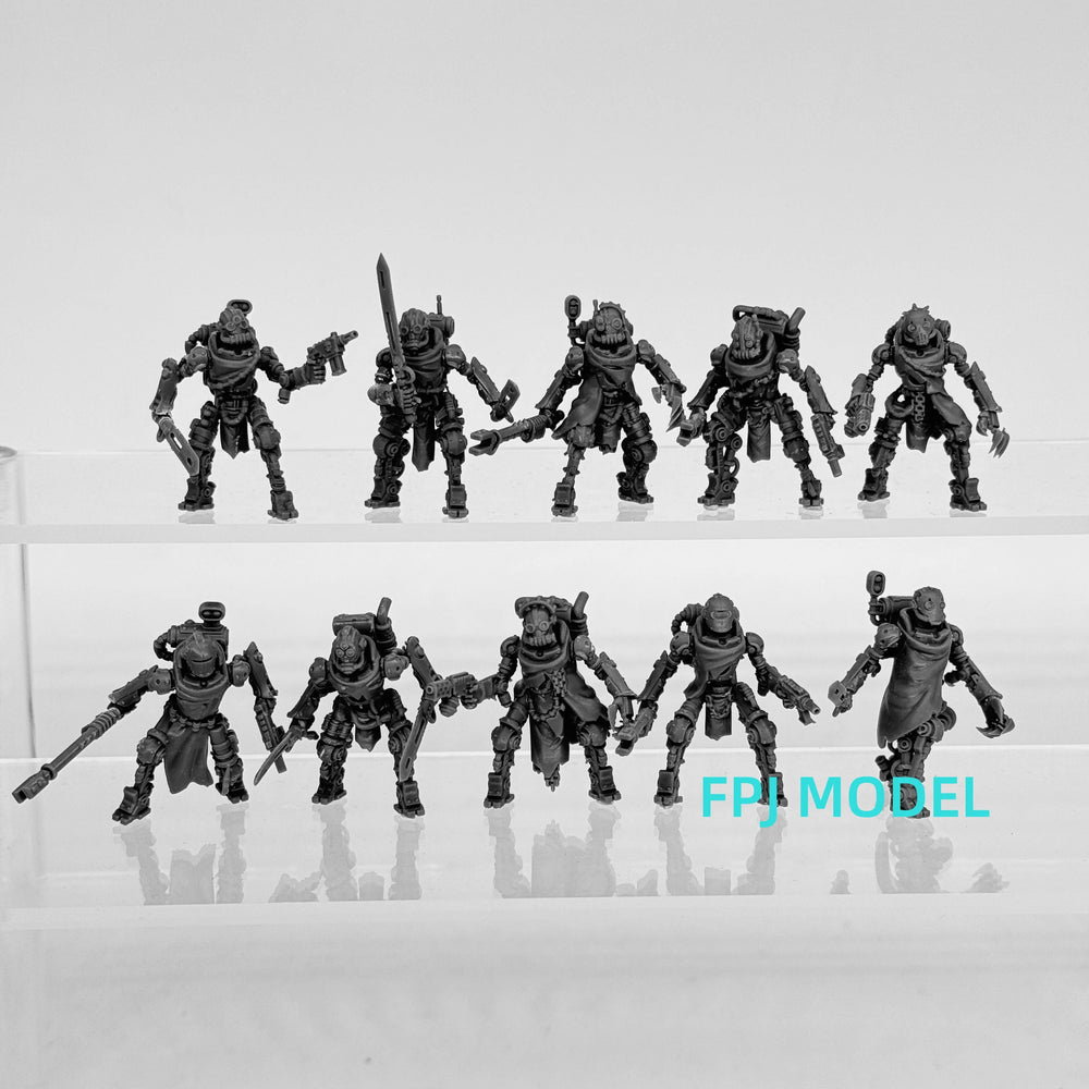 Scavenger Junkbots, 10 Figures, Resin Model Figure Kit, Sci-Fi Theme, Unassembled and Unpainted