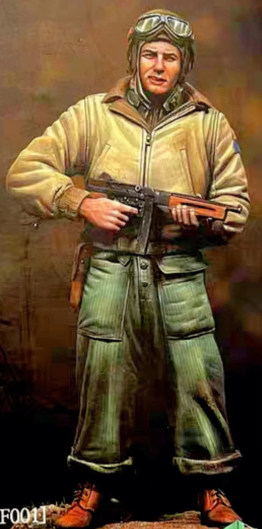 1/35 WWII German Infantry in Yellow Parka with Submachine Gun, Resin Model Figure Kit, Unassembled and Unpainted