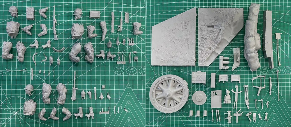 1/16 WWII 101st Airborne Artillery, 3 Figures, Resin Model Figure Kit, Unassembled and Unpainted