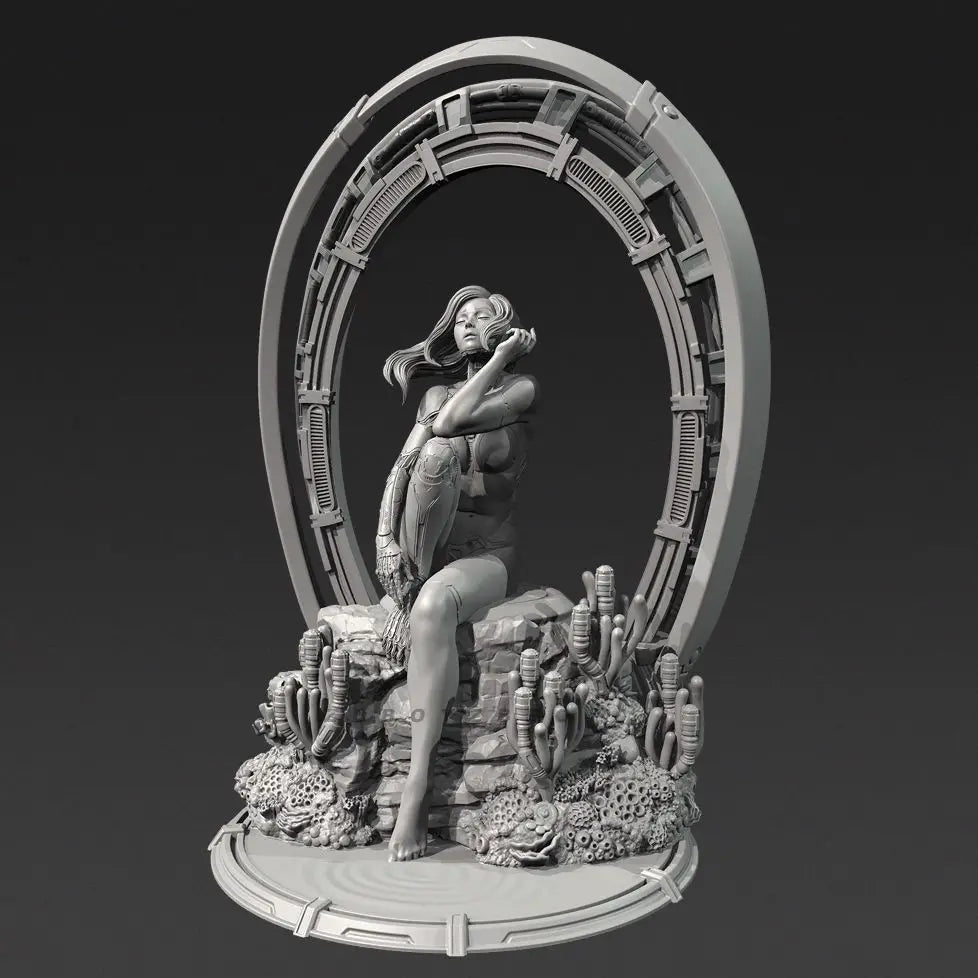 100mm Mechanical Girl, Resin Model Figure Kit, Sci-Fi Theme, Unassembled and Unpainted
