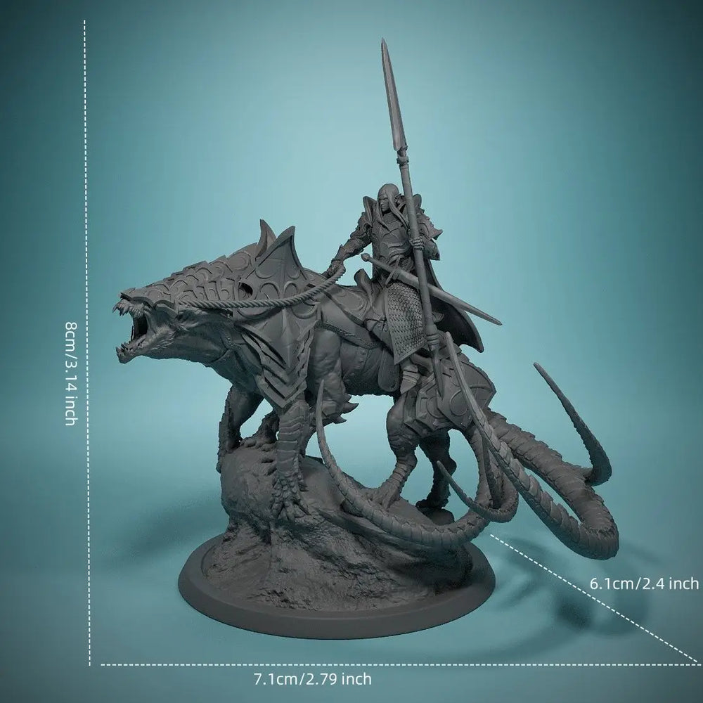 Medieval Fantasy Mounted Knight, Resin Model Figure Kit, Unassembled and Unpainted
