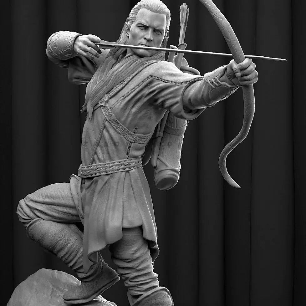 90mm Elf Prince Archer, Resin Model Figure Kit, Fantasy Theme, Unassembled and Unpainted