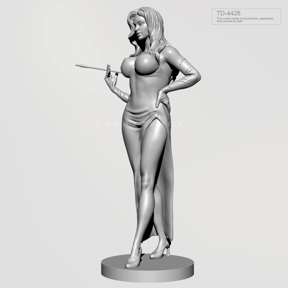 75mm Pin-up Agent in Red Dress with Rifle, Resin Model Figure Kit, Unassembled and Unpainted