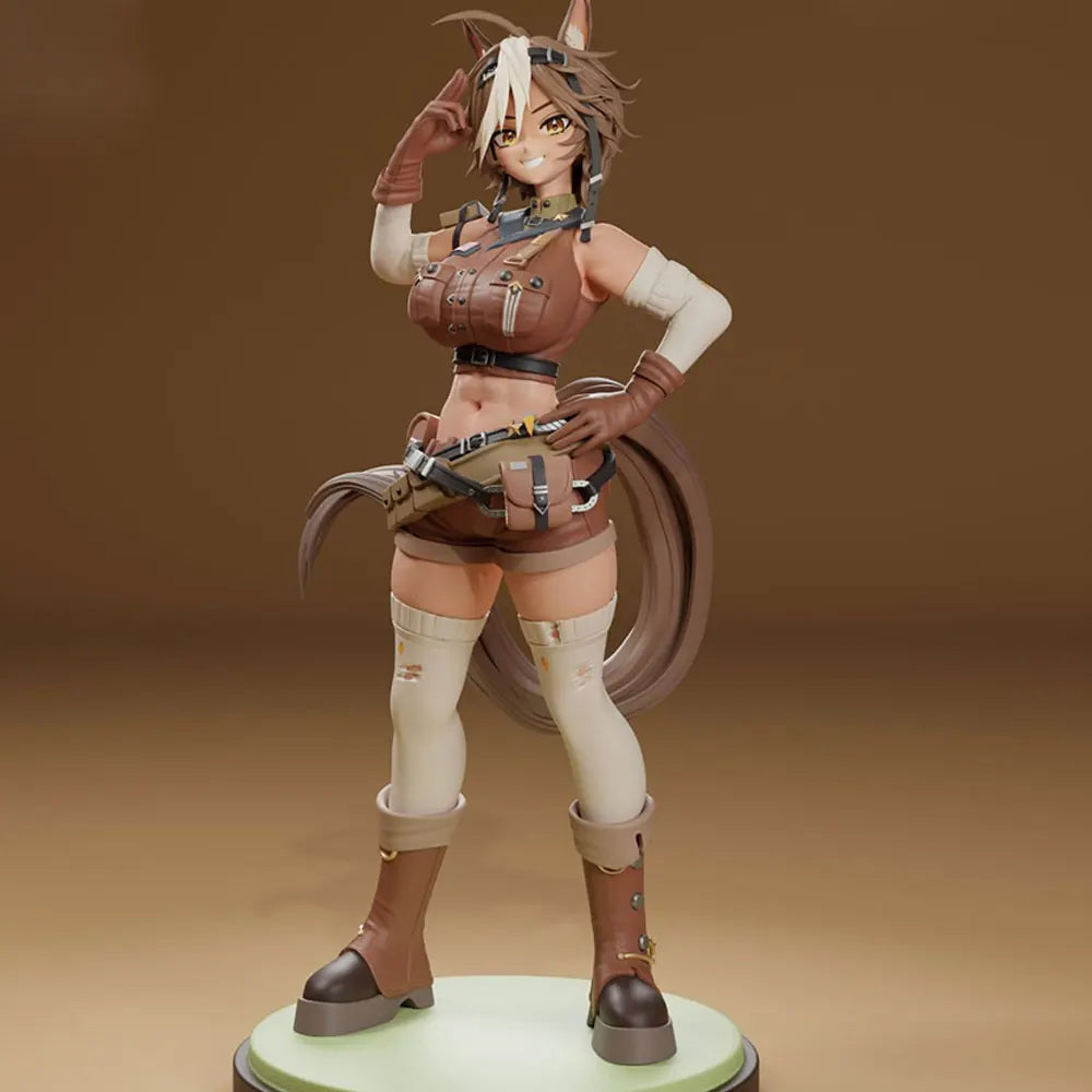 1/24 Cat-Eared Cowgirl with Lasso, Resin Model Figure Kit, Anime Theme, Unassembled and Unpainted