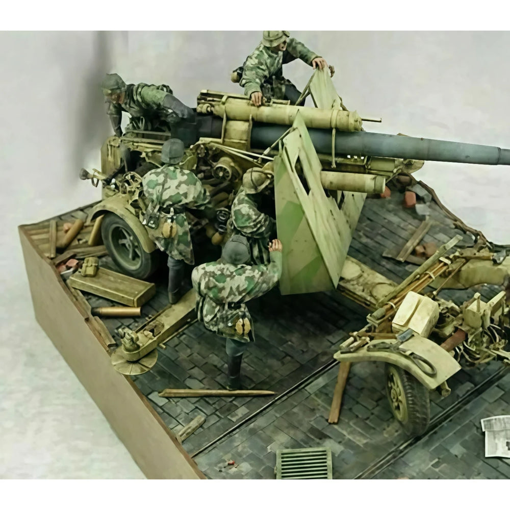 1/35 WWII German Flak Gun Crew, 5 Figures, Resin Model Figure Kit, Unassembled and Unpainted