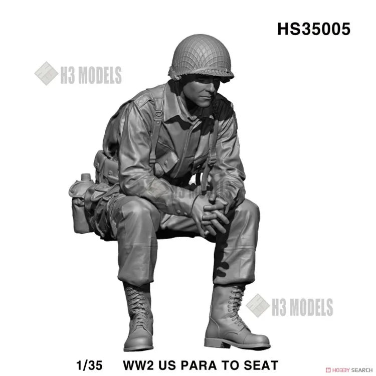1/35 WWII US Infantryman Crouching with Field Pack, Resin Model Figure Kit, Unassembled and Unpainted