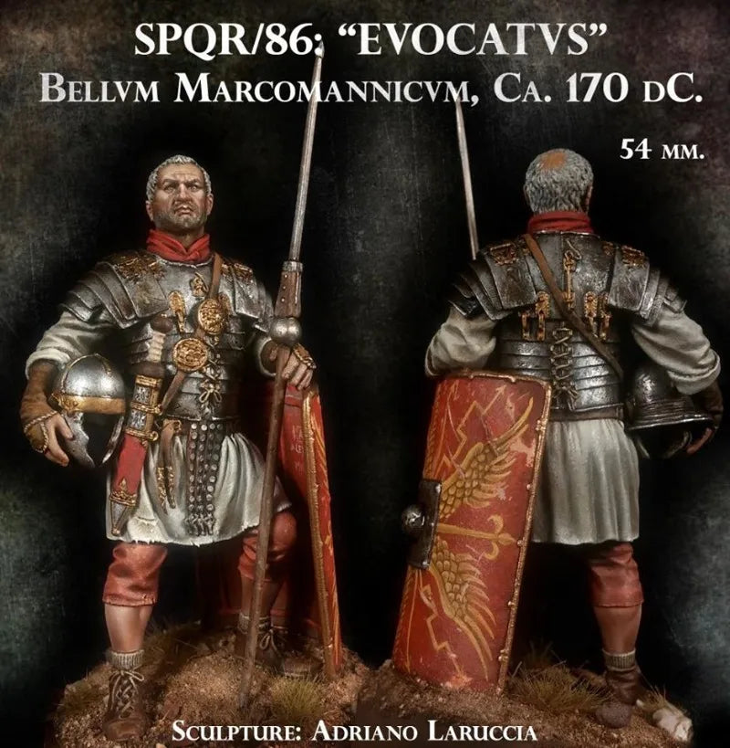 54mm Ancient Roman Officer in Segmented Armor with Spear, Resin Model Figure Kit, Unassembled and Unpainted