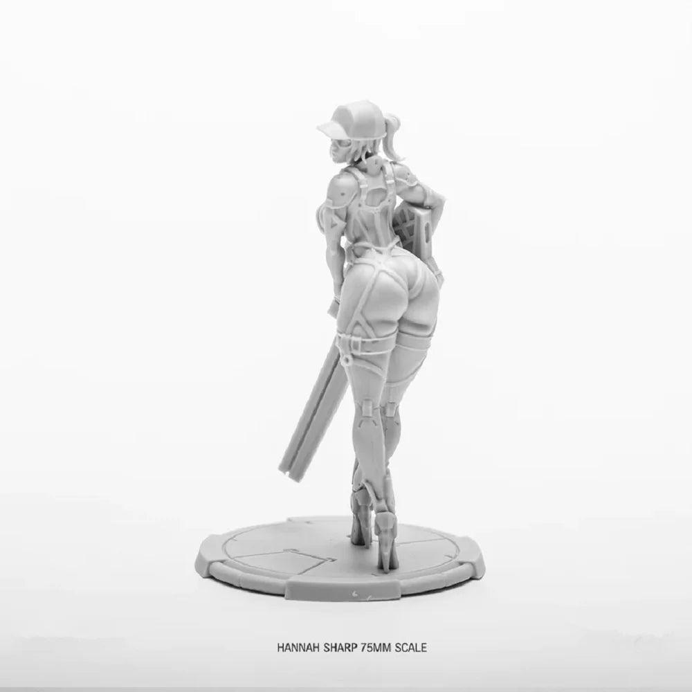 75mm Female Sci-Fi Warrior in Tactical Armor, Resin Model Figure Kit, Sci-Fi Theme, Unassembled and Unpainted