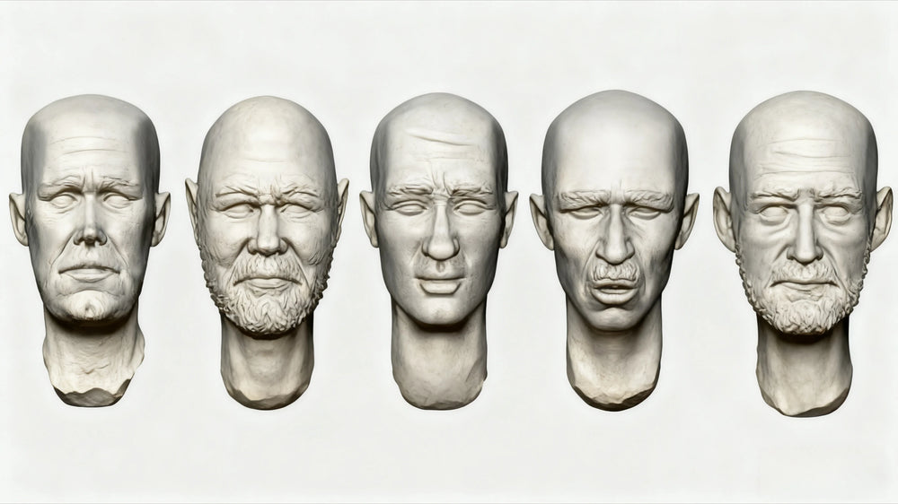 1/35 Anatomical Reference Heads, 5 Figures, Resin Model Bust Kit, Historical Theme, Unassembled and Unpainted