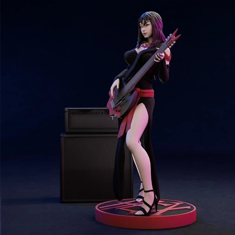 1/24 Female Rock Guitarist, Resin Model Figure Kit, Anime Theme, Unassembled and Unpainted