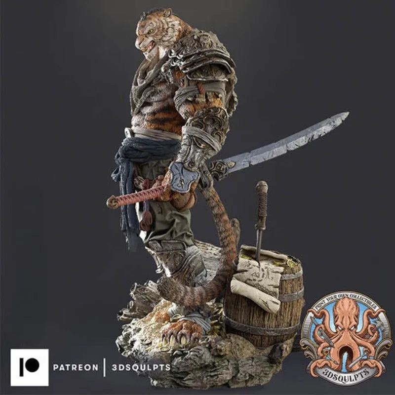 1/24 Tiger Warrior, Resin Model Figure Kit, Fantasy Theme, Unassembled and Unpainted
