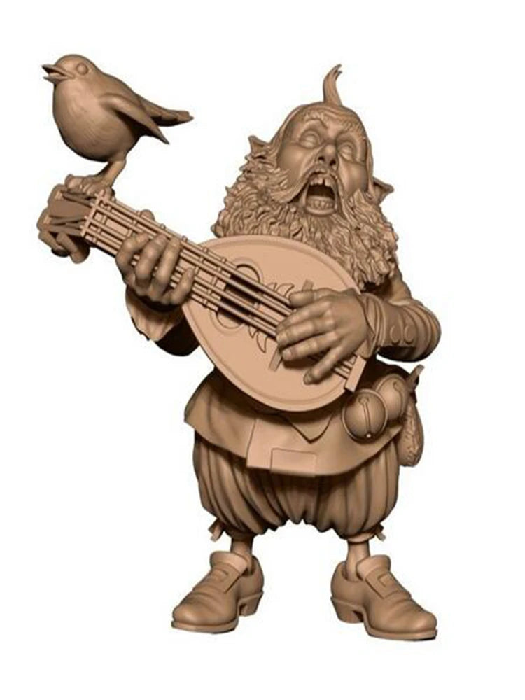 54mm Dwarf Musician, Resin Model Figure Kit, Fantasy Theme, Unassembled and Unpainted