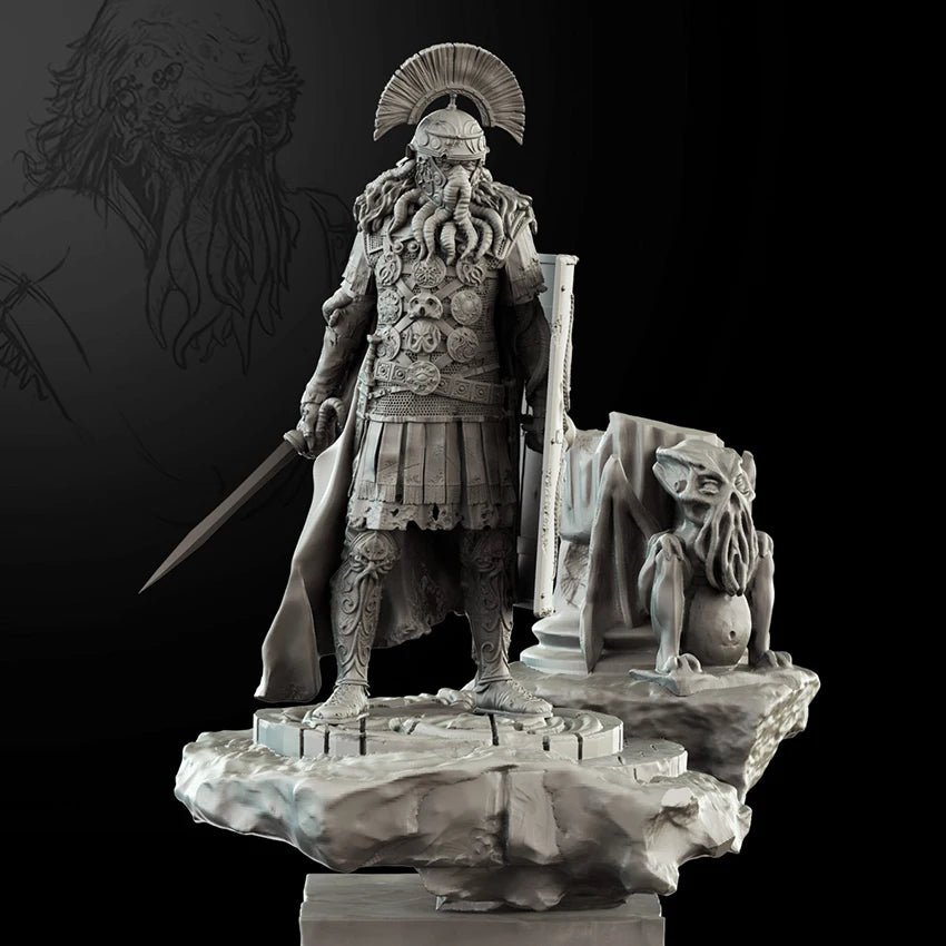 1/24 Dwarf King with Crested Helm and Heraldic Shield, Resin Model Figure Kit, Fantasy Theme, Unassembled and Unpainted