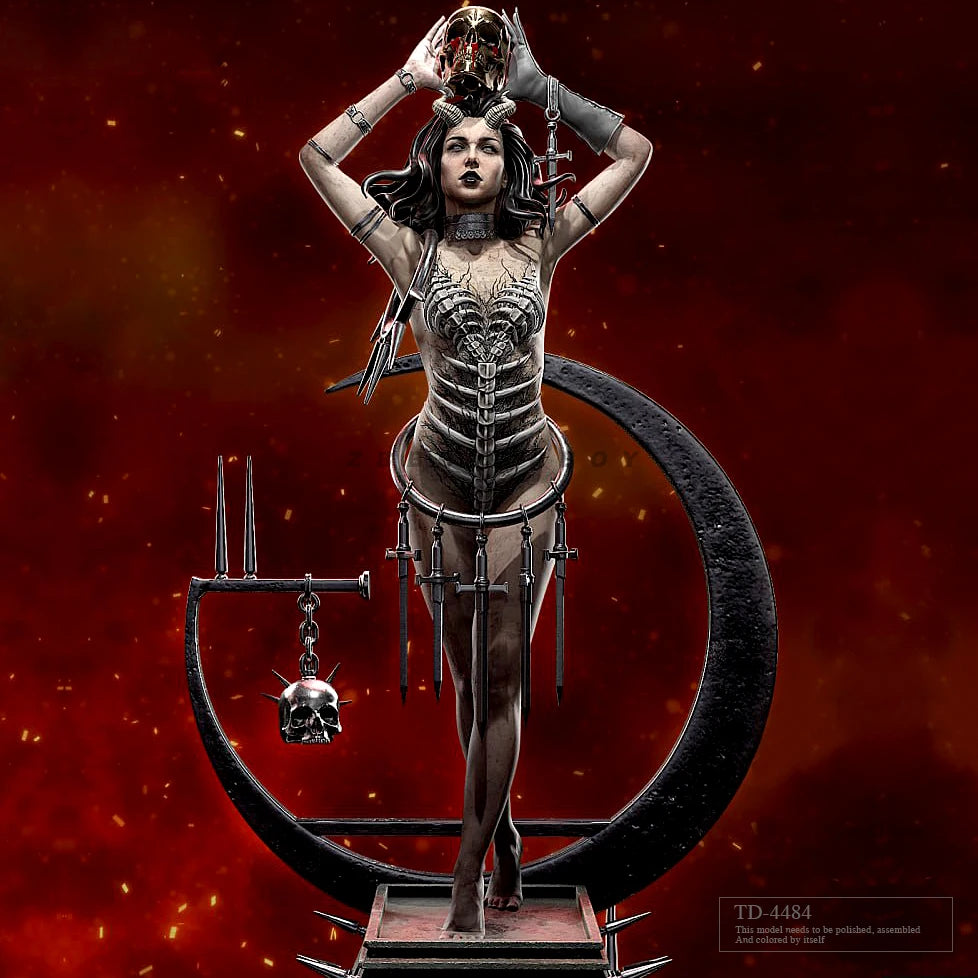 75mm Death-Themed Skeleton Female, Resin Model Figure Kit, Fantasy Theme, Unassembled and Unpainted