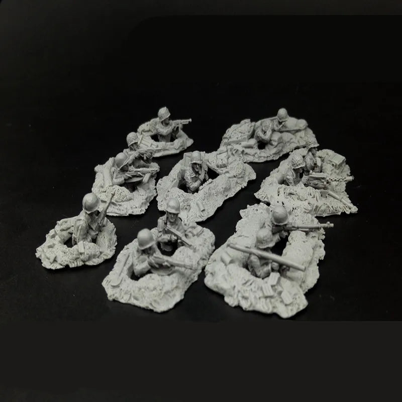 1/72 WWI US Infantry Trench Combat Squad, 9 Figures, Resin Model Figure Kit, Unassembled and Unpainted