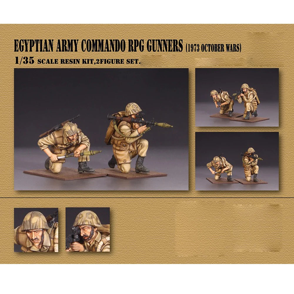 1/35 Modern Egyptian Commando RPG Gunners, 2 Figures, Resin Model Figure Kit, Unassembled and Unpainted