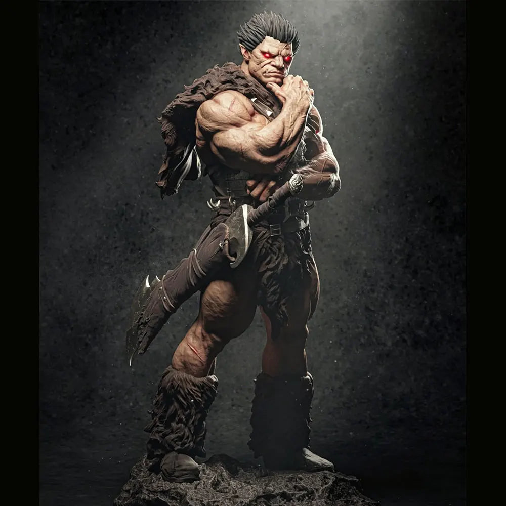 1/24 Muscular Barbarian Axeman with Fur Cloak, Resin Model Figure Kit, Fantasy Theme, Unassembled and Unpainted