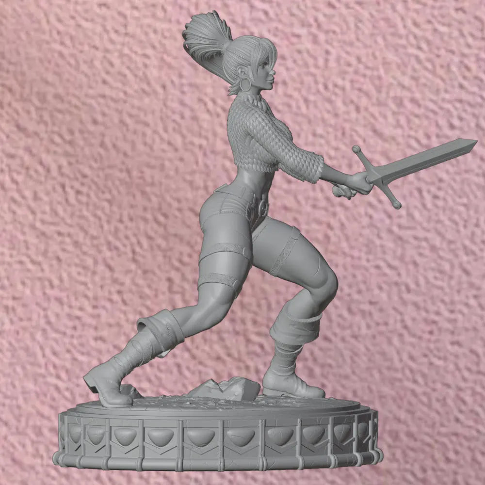75mm Female Samurai Warrior, Resin Model Figure Kit, Unassembled and Unpainted