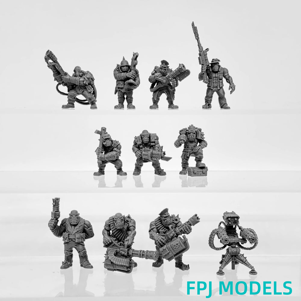 28mm Grimdark Infantry Soldiers, 11 Figures, Resin Model Figure Kit, Sci-Fi Theme, Unassembled and Unpainted