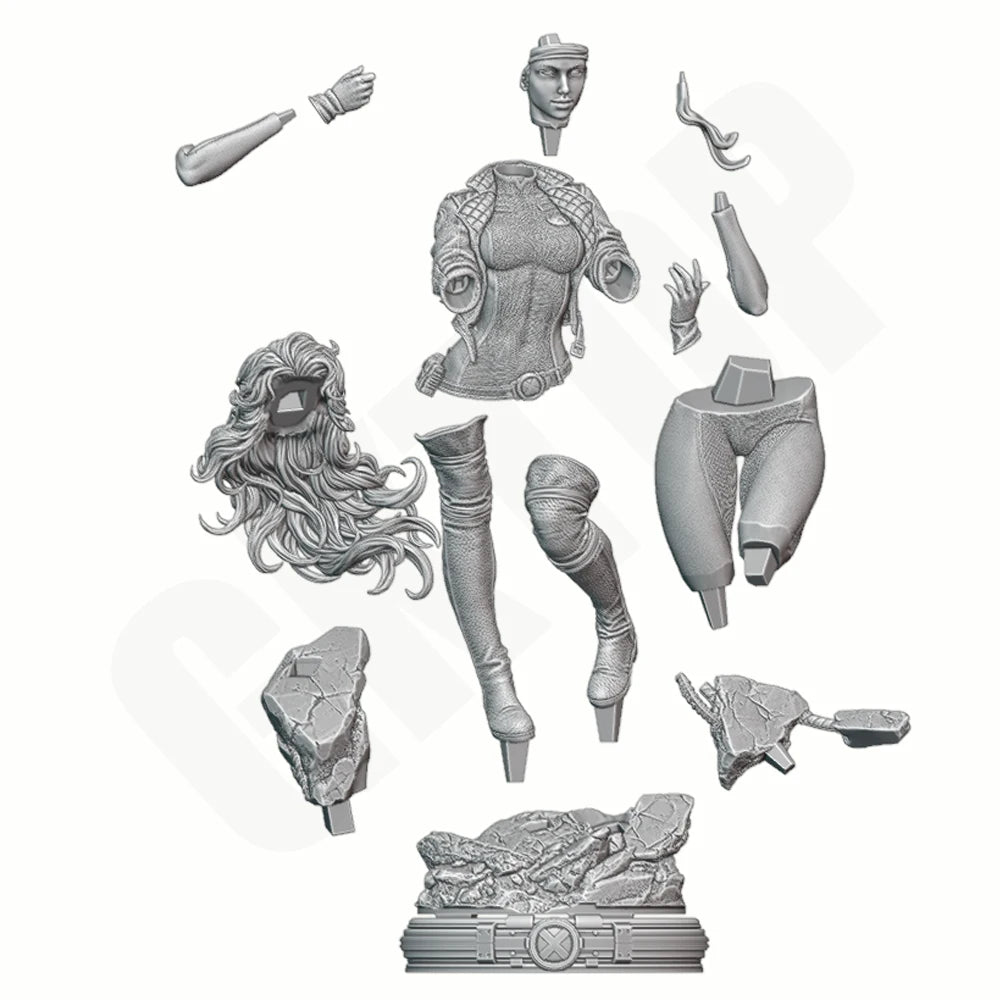 1/24 Female Warrior with Antlers, Resin Model Figure Kit, Fantasy Theme, Unassembled and Unpainted