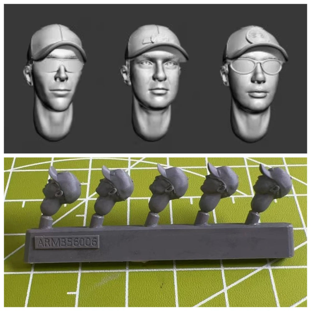 1/35 WWII German Infantry Stahlhelm Heads, 5 Figures, Resin Model Bust Kit, Unassembled and Unpainted