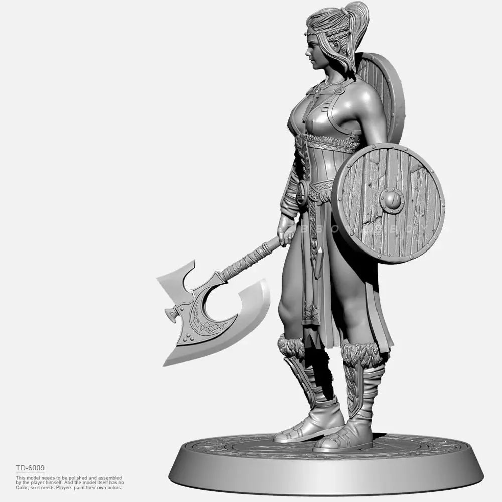 50mm Medieval Viking Female Warrior, Resin Model Figure Kit, Unassembled and Unpainted