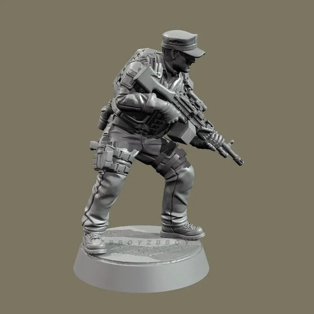 50mm Modern Tactical Combat Soldier, 5 Figures, Resin Model Figure Kit, Unassembled and Unpainted