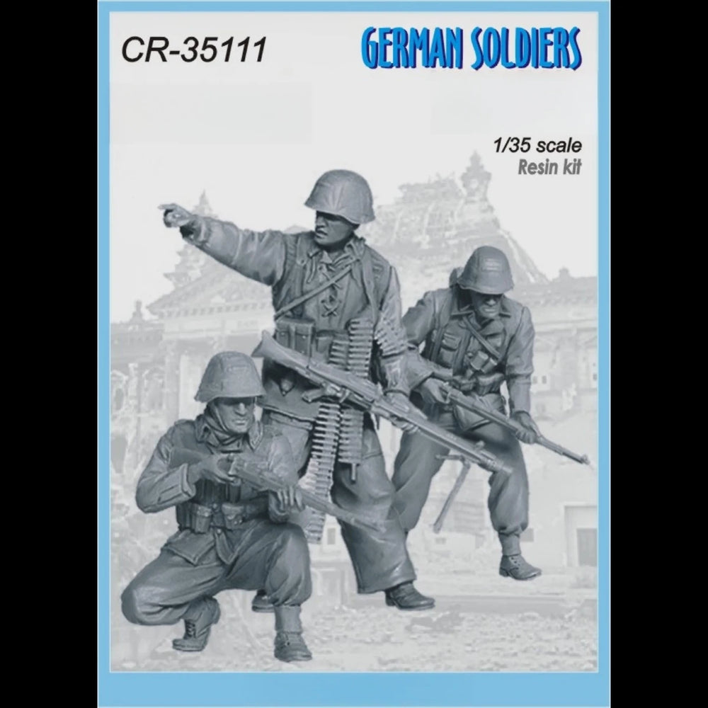 1/35 WWII German Infantry Squad Attacking, 3 Figures, Resin Model Figure Kit, Unassembled and Unpainted