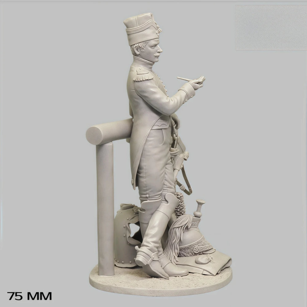 75mm Napoleonic French Cavalry Officer, Resin Model Bust Kit, Unassembled and Unpainted