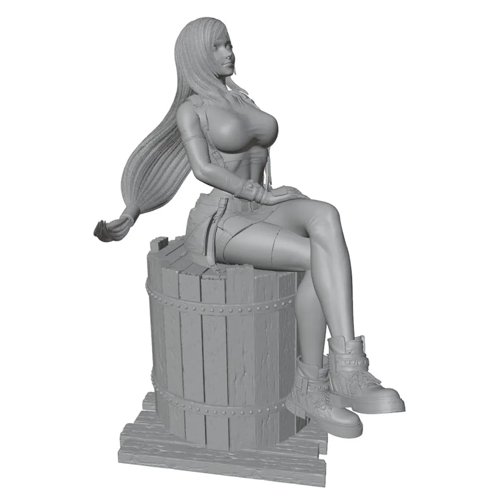 1/24 Pin-up on Barrel Base, Resin Model Figure Kit, Unassembled and Unpainted