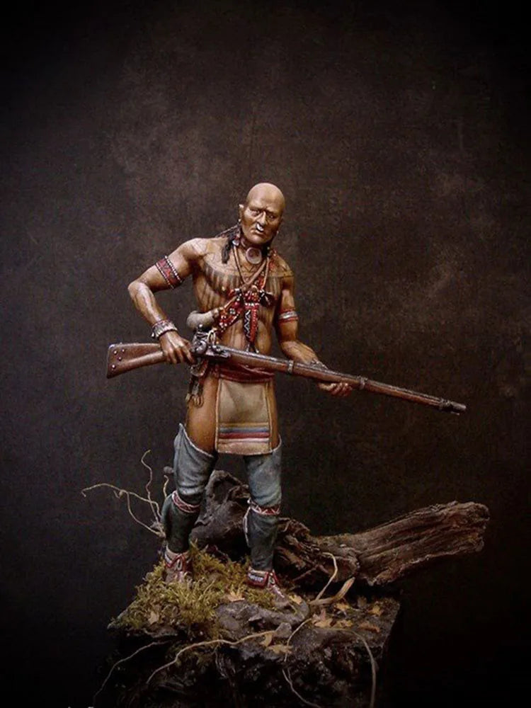 75mm WWII Bald German Soldier with Glasses and Rifle, Resin Model Figure Kit, Unassembled and Unpainted