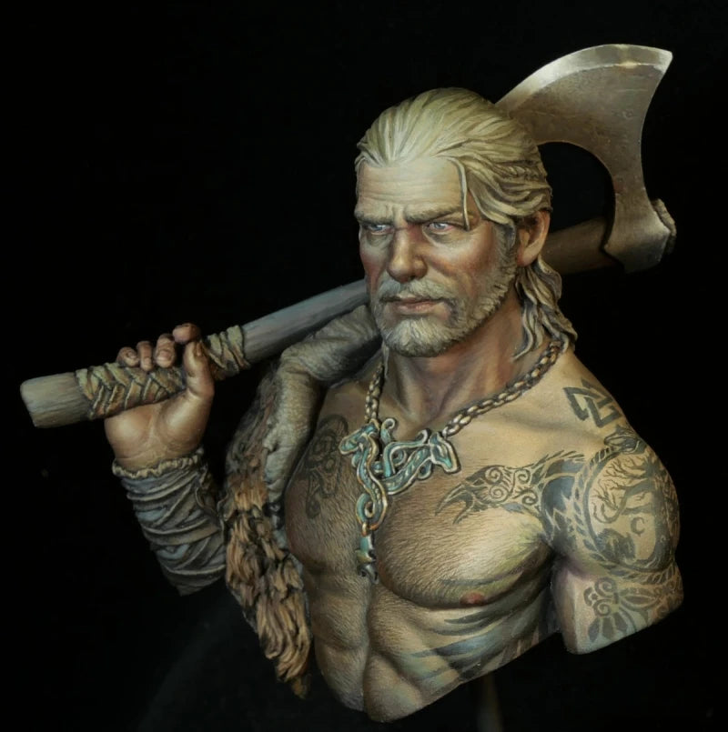 1/10 Viking Barbarian Warrior, Resin Model Bust Kit, Fantasy Theme, Unassembled and Unpainted
