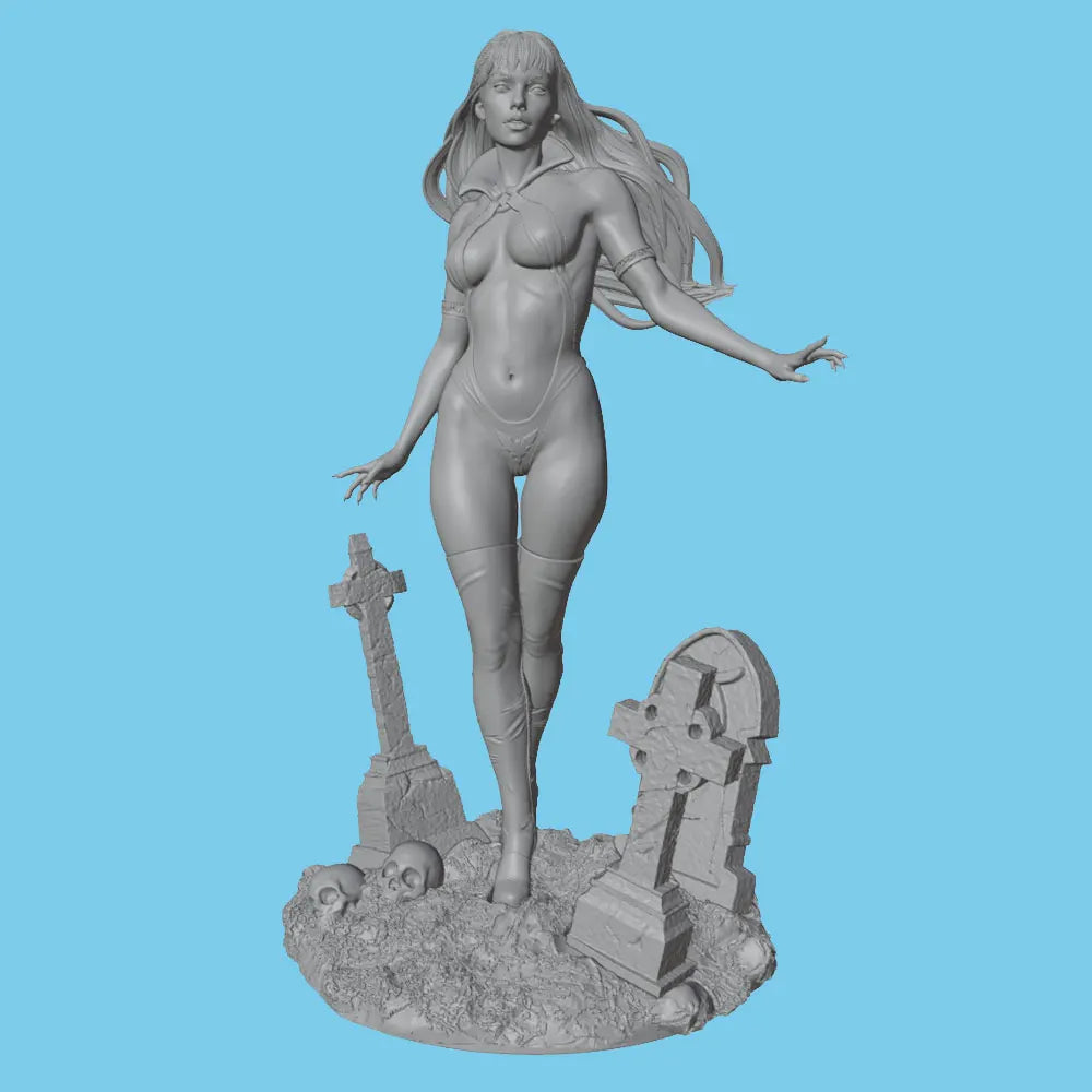 75mm Gothic Cemetery Girl, Resin Model Figure Kit, Fantasy Theme, Unassembled and Unpainted