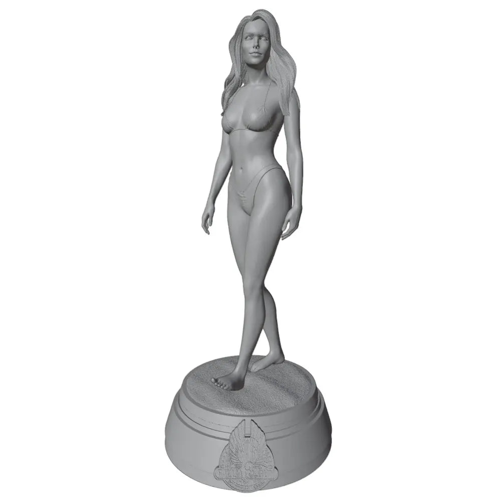 1/24 Blonde Pin-up in Blue Bikini, Resin Model Figure Kit, Unassembled and Unpainted