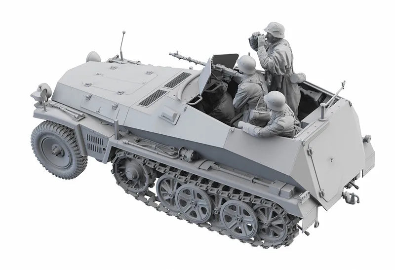 1/16 WWII German Hanomag SD.KFZ 251 Half-Track, 6 Figures, Resin Model Vehicle Kit, Unassembled and Unpainted