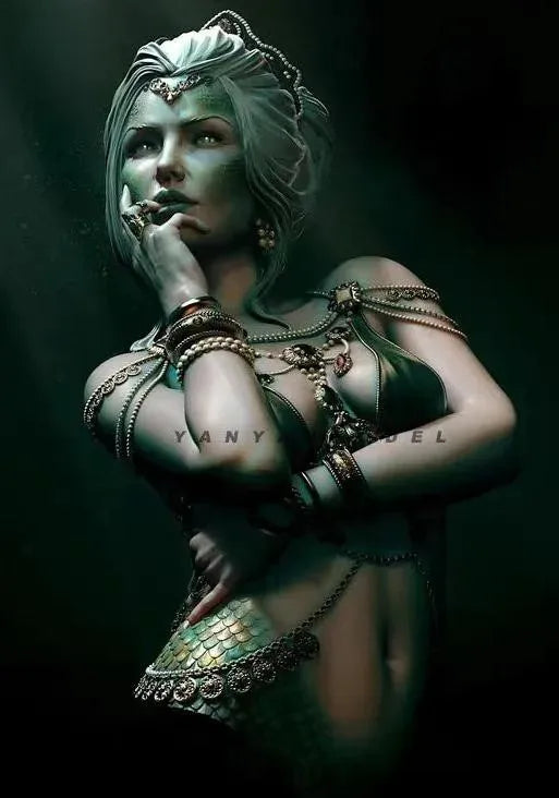 1/10 Ornate Fantasy Female, Resin Model Bust Kit, Fantasy Theme, Unassembled and Unpainted
