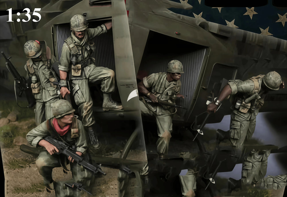1/35 Modern US Infantry Storming Fortified Bunker, 5 Figures, Resin Model Figure Kit, Unassembled and Unpainted
