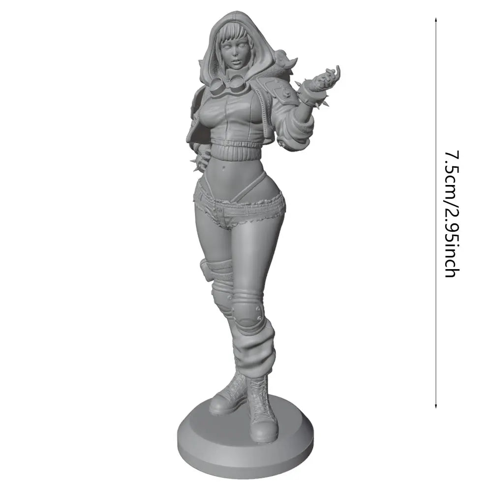 1/24 Hooded Sorceress with Staff, Resin Model Figure Kit, Fantasy Theme, Unassembled and Unpainted
