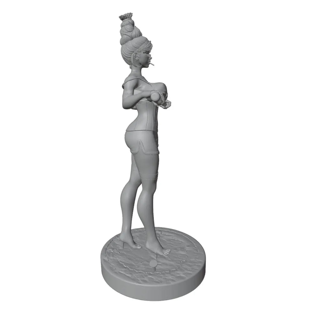 1/24 Female Warrior with Staff, Resin Model Figure Kit, Anime Theme, Unassembled and Unpainted