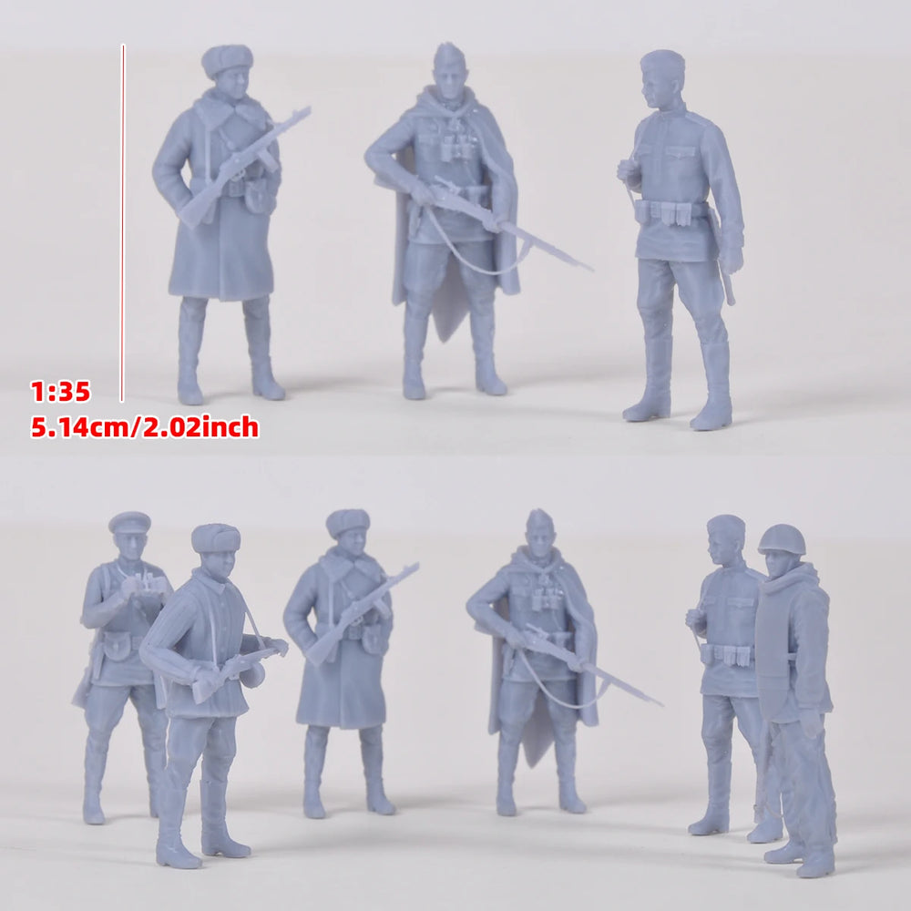 1/35 WWII Soviet Red Army Soldiers & Officers, 6 Figures, Resin Model Figure Kit, Unassembled and Unpainted