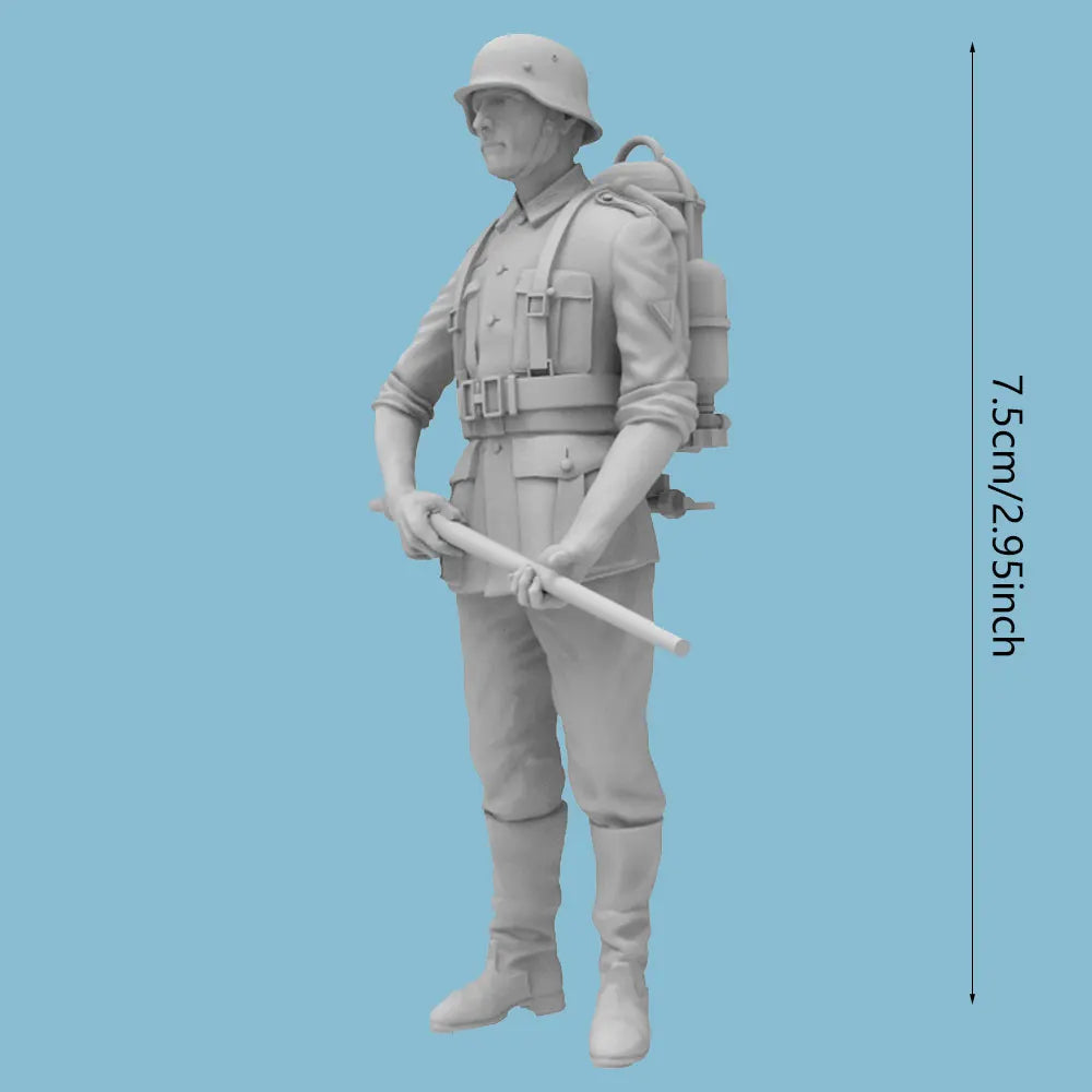 1/24 WWII British Infantryman with Gas Mask Canister, Resin Model Figure Kit, Unassembled and Unpainted