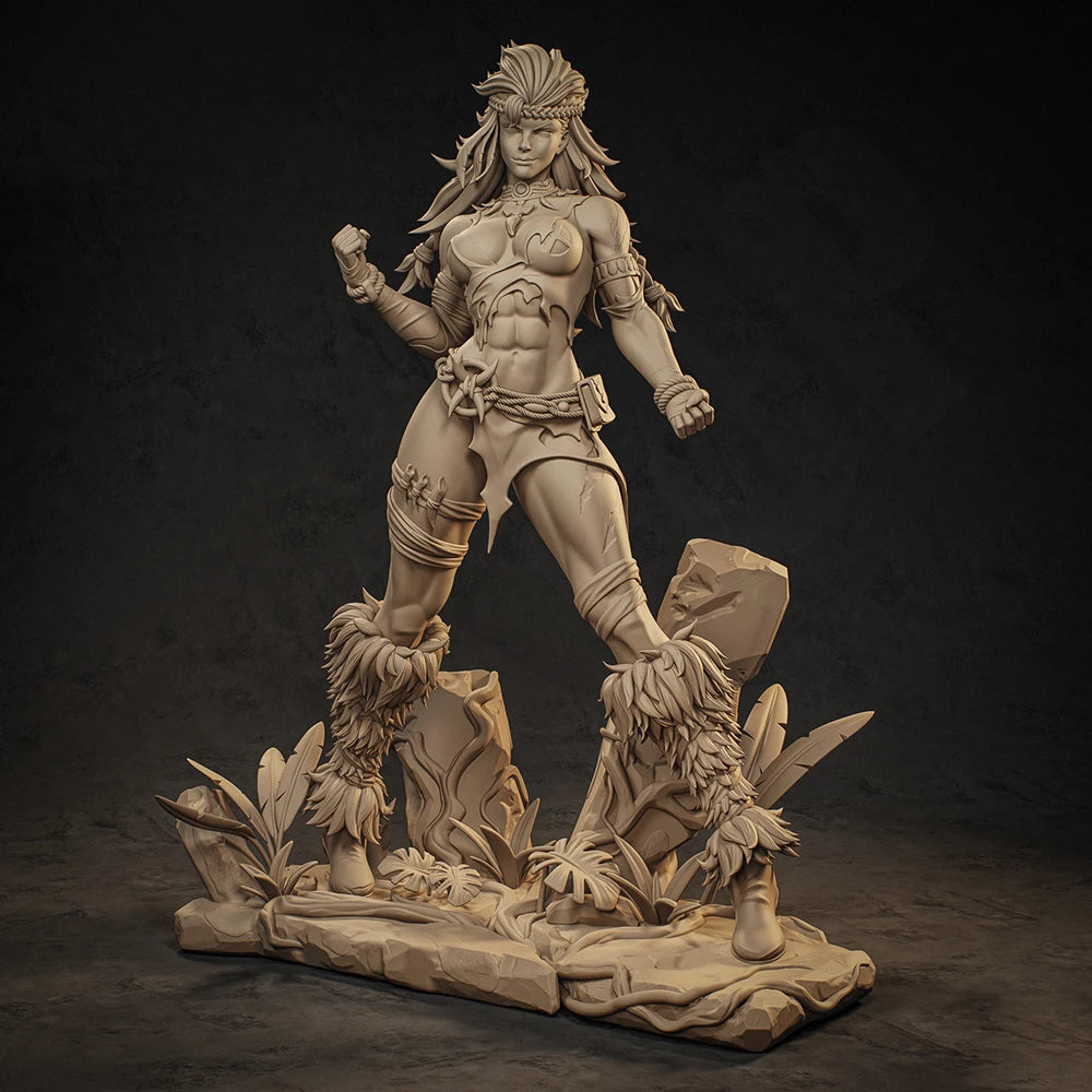 1/24 Barbarian Warrior with Fur Wraps and Long Hair, Resin Model Figure Kit, Fantasy Theme, Unassembled and Unpainted