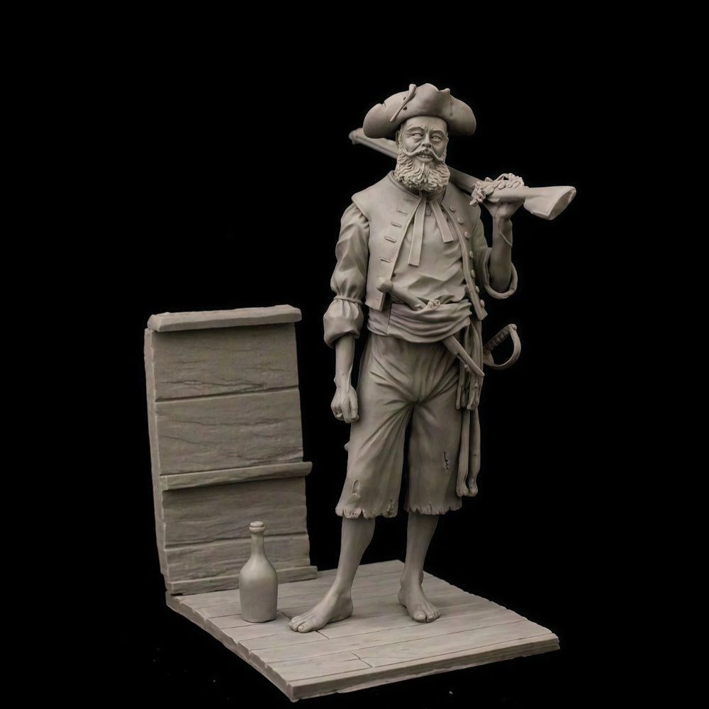 75mm Napoleonic Pirate, Resin Model Figure Kit, Unassembled and Unpainted